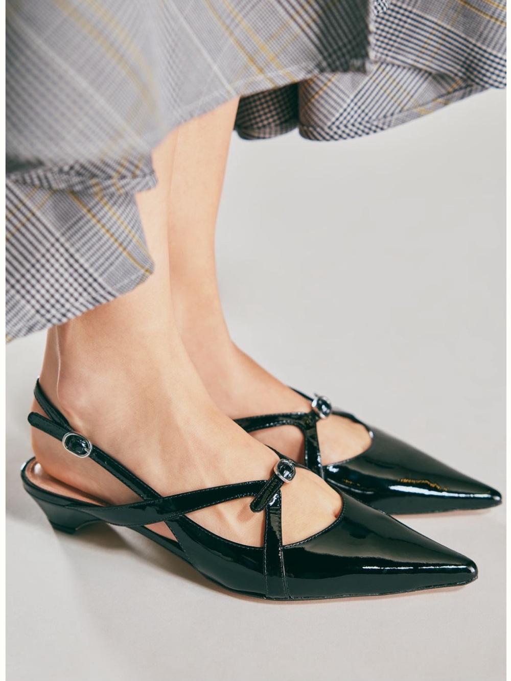 Anthropologie Maeve black slingback kitten heels size 8 new